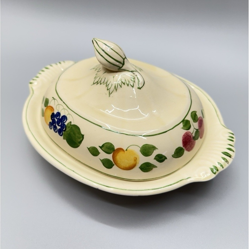 Adams Royal Ivory Titian Ware Fruit #1346B Covered Serving Dish‎ Hand Painted